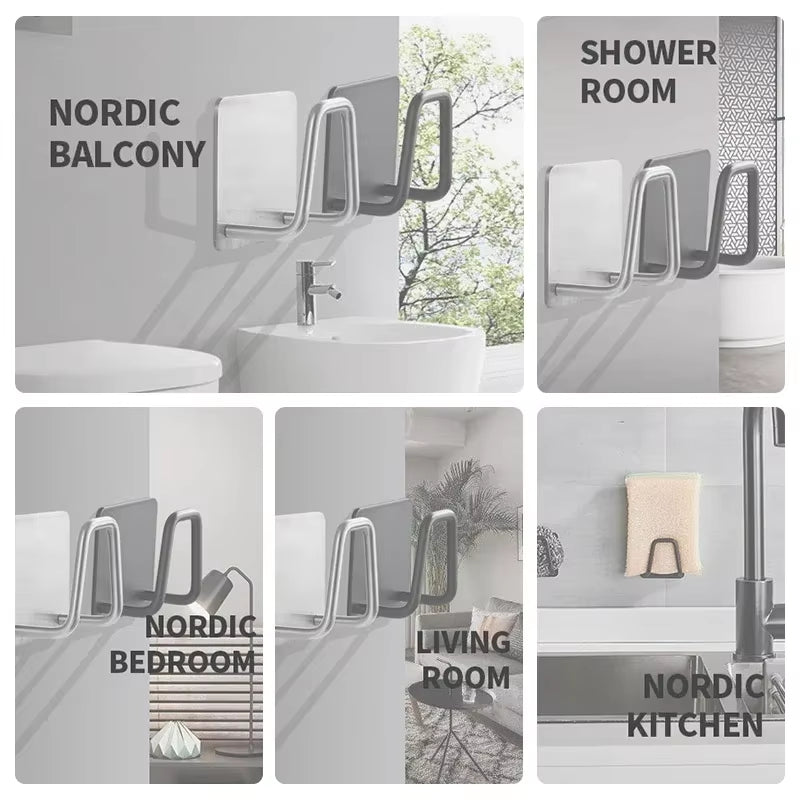 1/2/3/5/6pcs Sponge holder Sink Sponges Drain Drying Rack Self Adhesive Wall Hooks Wire Ball Kitchen Organizer bathroom Storage