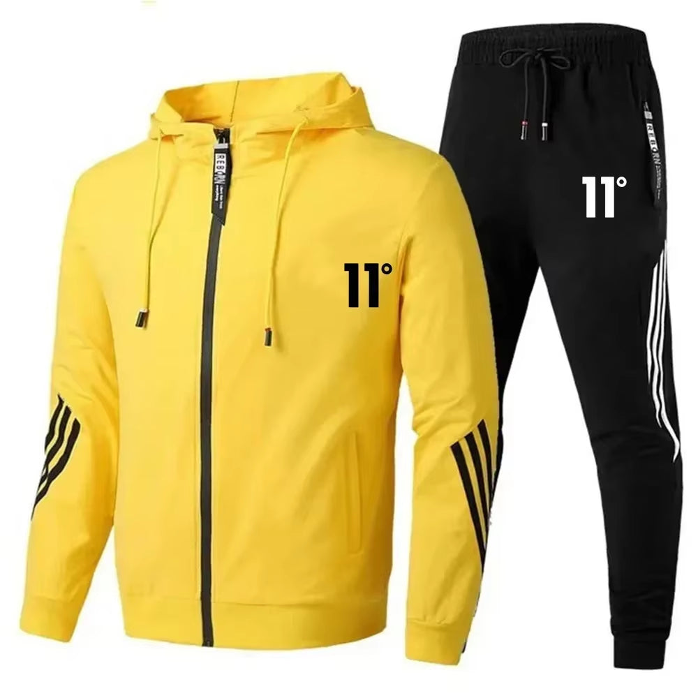 2025 Fashion Men's Set, Jogging, casual Wear Set, Spring and Autumn printed fitness drawstring sweatshirt + casual sport pants
