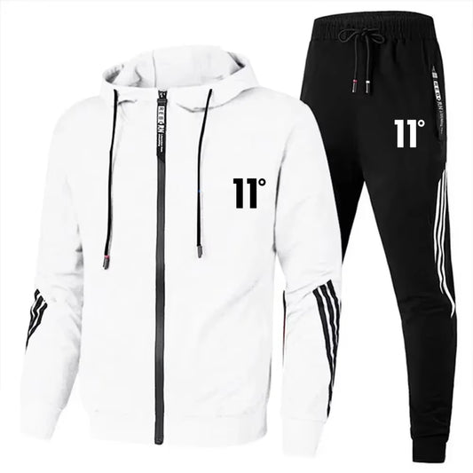 2025 Fashion Men's Set, Jogging, casual Wear Set, Spring and Autumn printed fitness drawstring sweatshirt + casual sport pants
